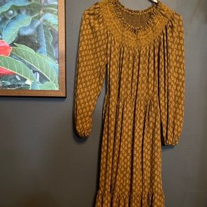 XS brown/gold floral dress